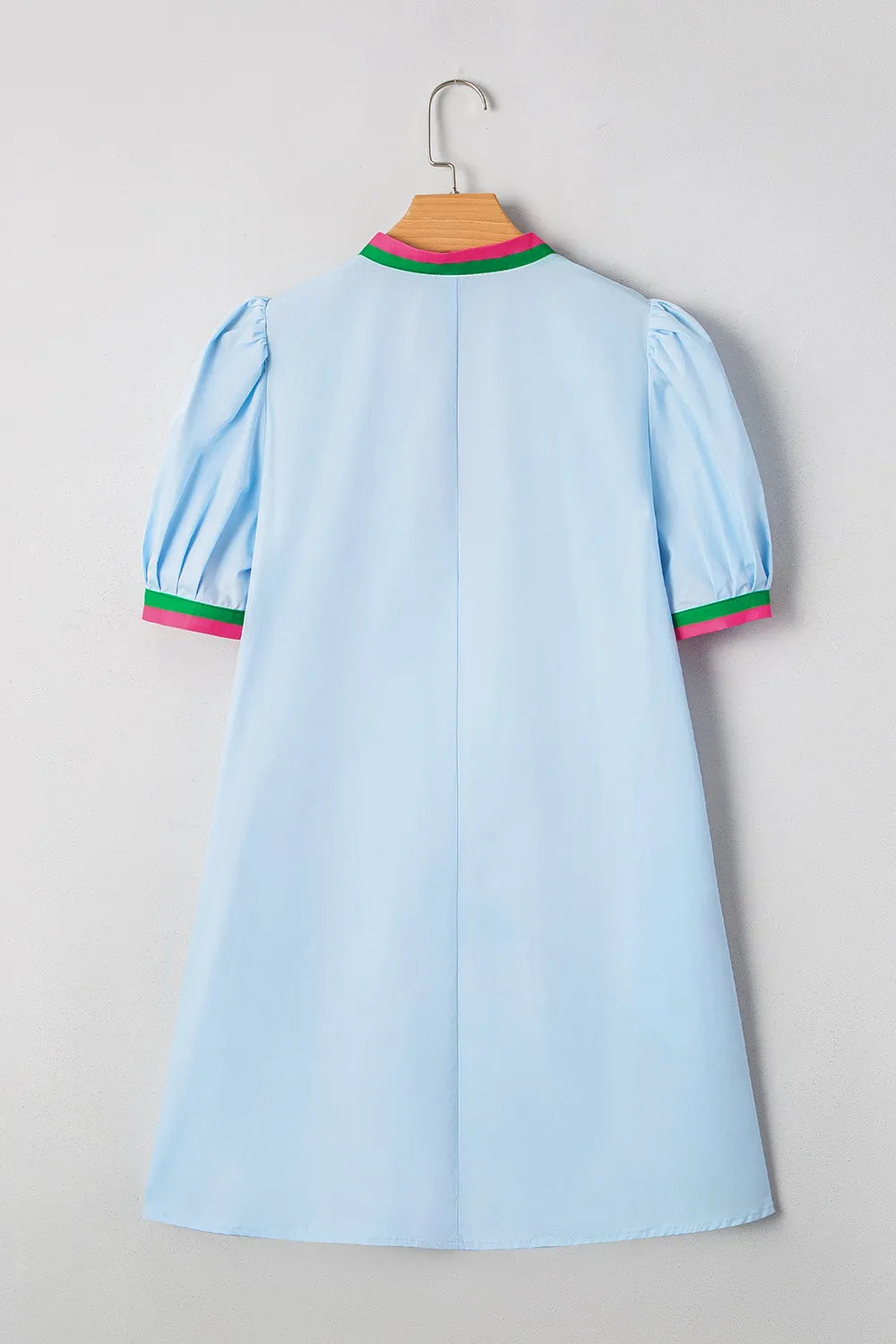 Notched Puff Sleeve Swing Dress.