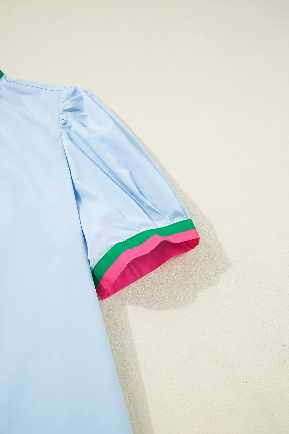 Notched Puff Sleeve Swing Dress.