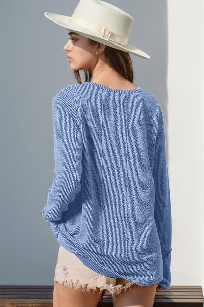 Notched Thumbhole Long Sleeve T-Shirt
