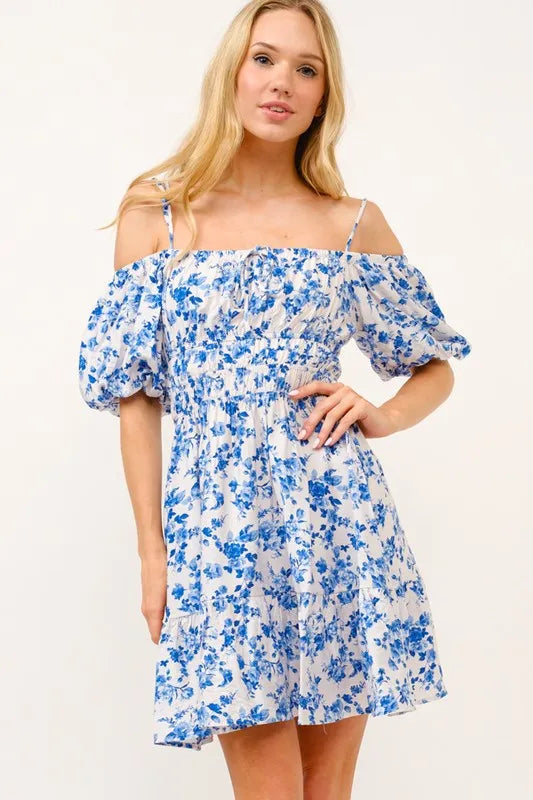 And The Why Off Shoulder Bubble Sleeve Dress.