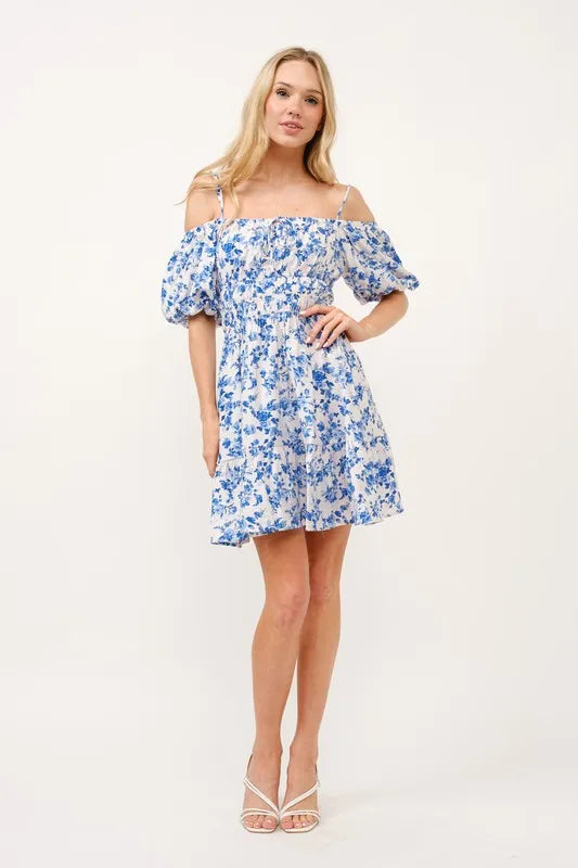 And The Why Off Shoulder Bubble Sleeve Dress.