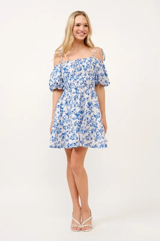 And The Why Off Shoulder Bubble Sleeve Dress.
