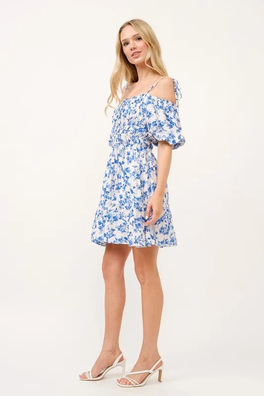 And The Why Off Shoulder Bubble Sleeve Dress.