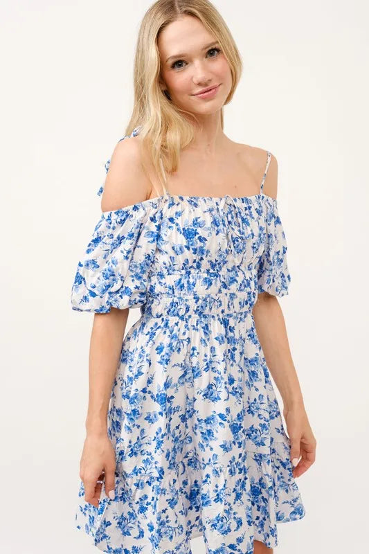 And The Why Off Shoulder Bubble Sleeve Dress.