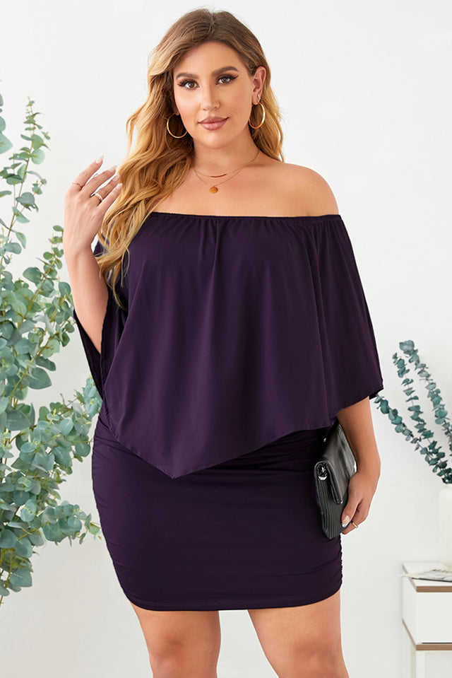 Plus Size Off-Shoulder Half Sleeve Dress.