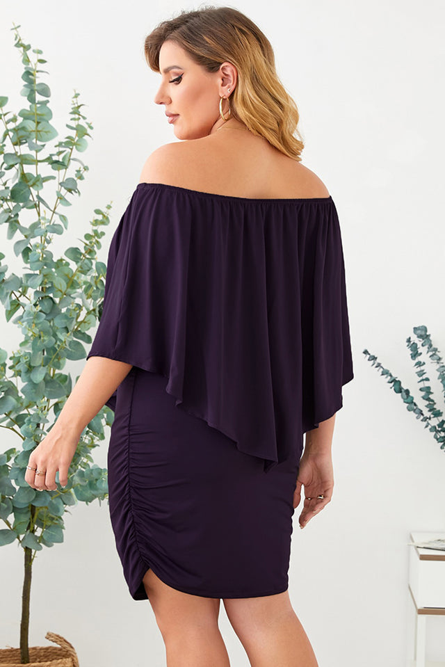 Plus Size Off-Shoulder Half Sleeve Dress.