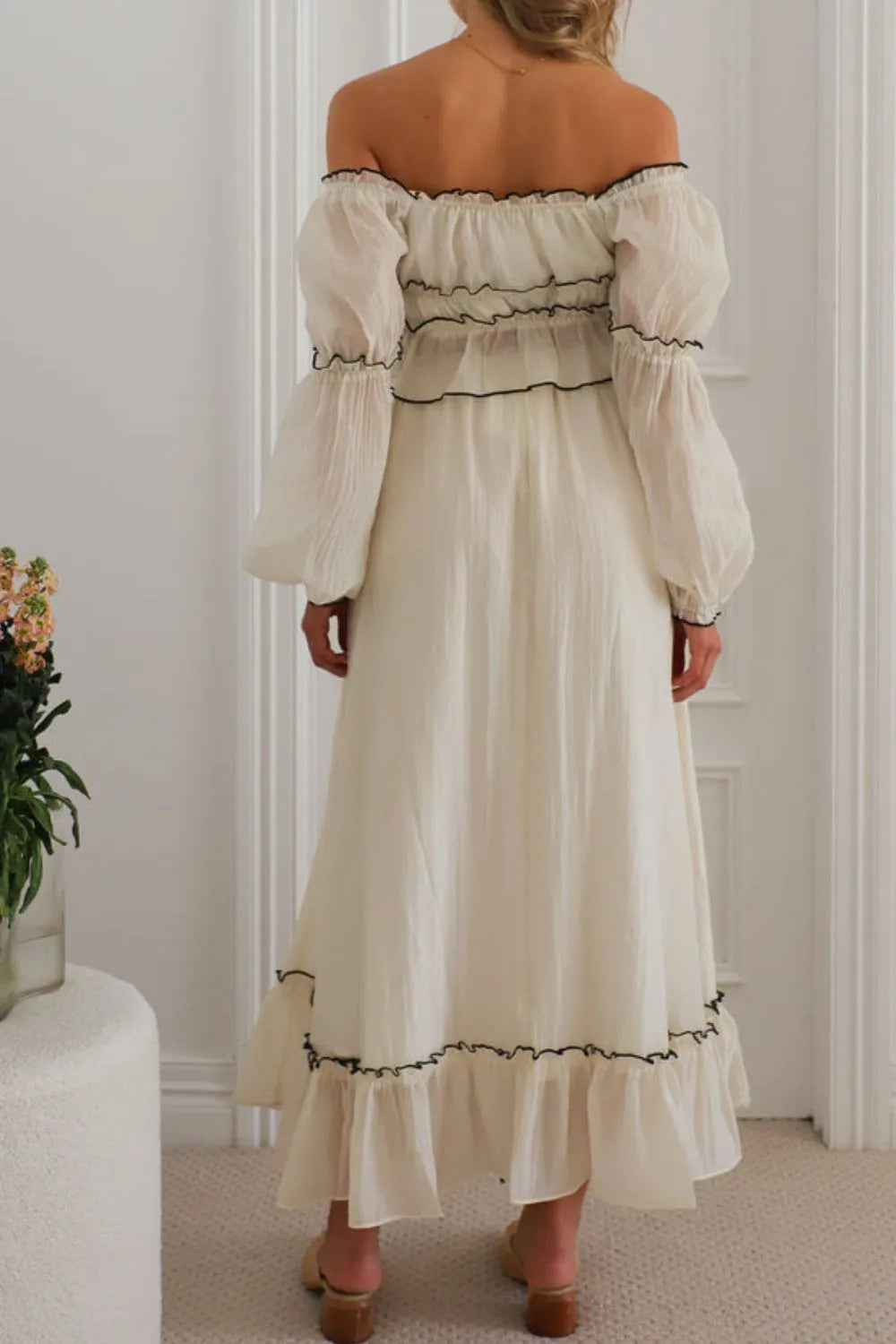 Off-Shoulder Top and Skirt Set.