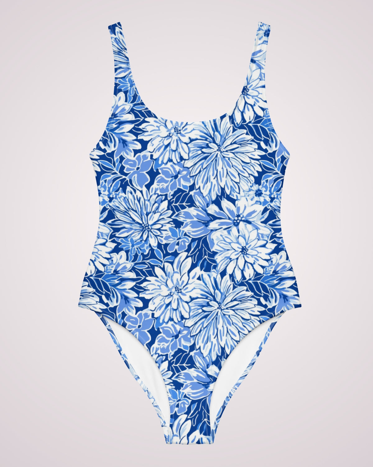 One-piece Swimsuit - Blue Floral V