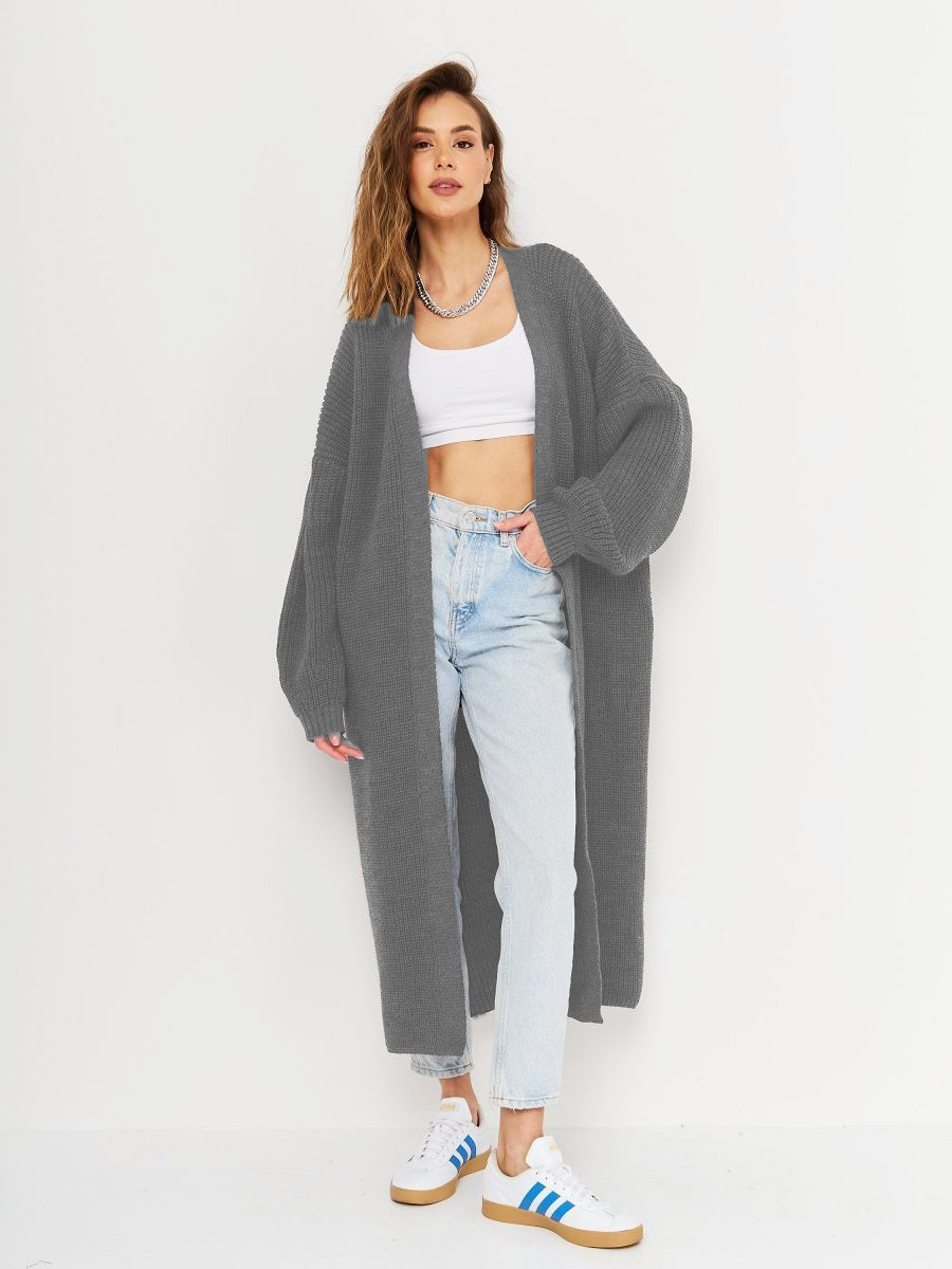 Open front long sleeve longline cardigan.
