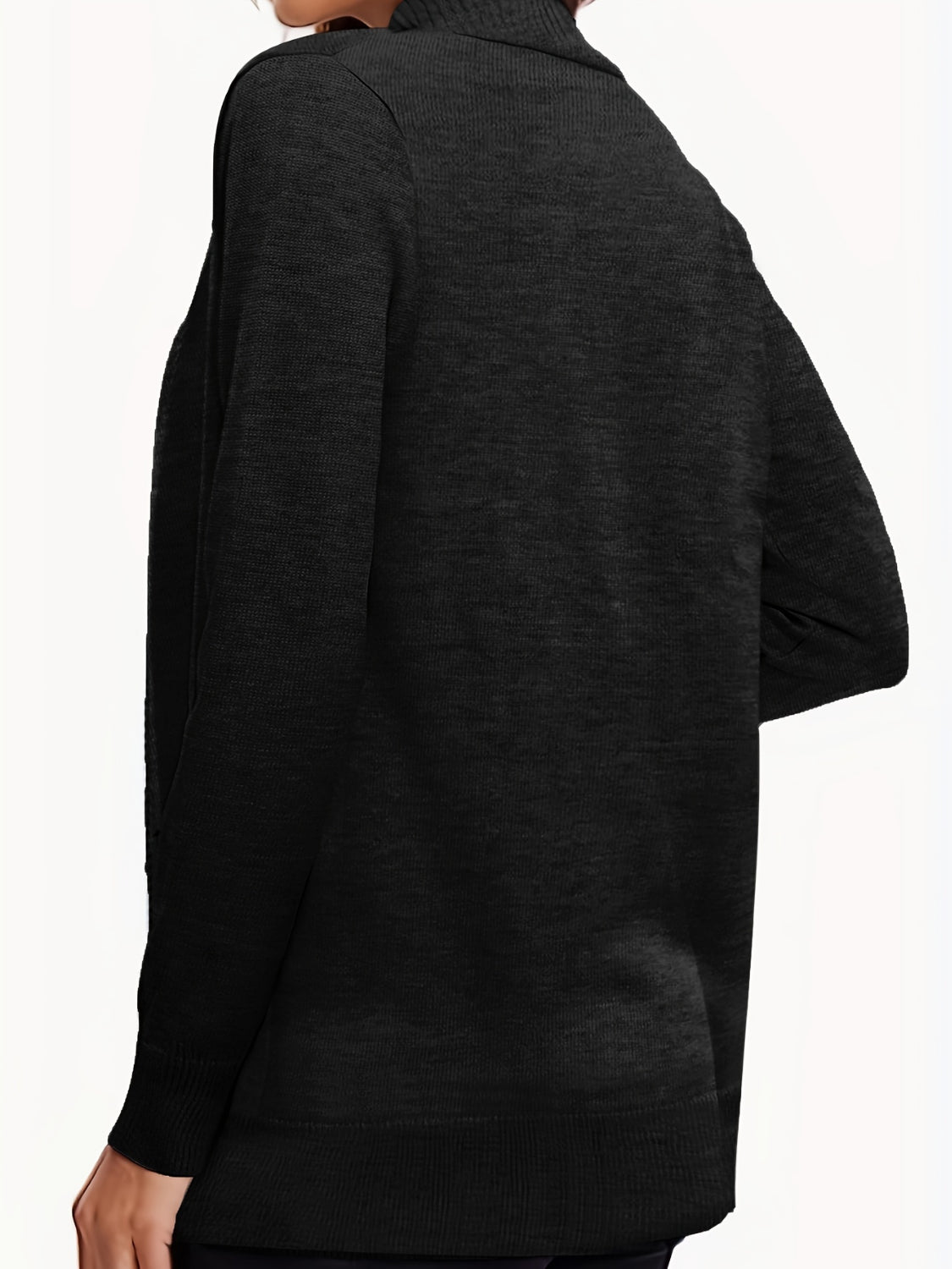 Open front long sleeve sweater cardigan with pockets.
