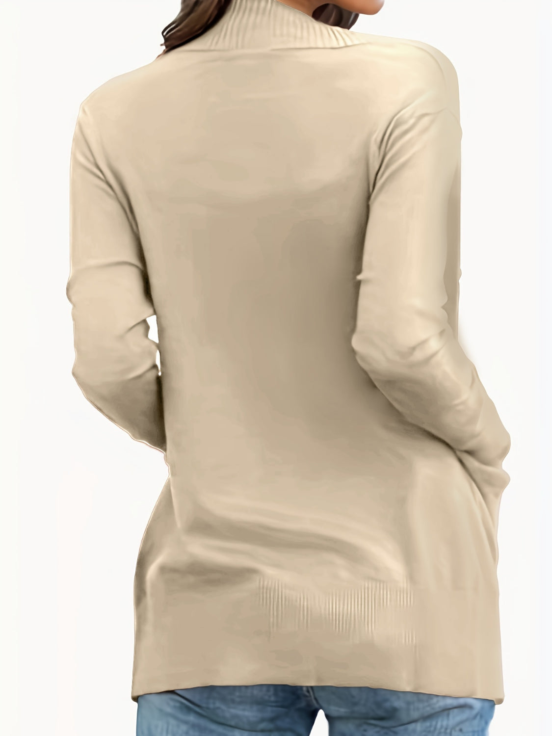 Open front long sleeve sweater cardigan with pockets.