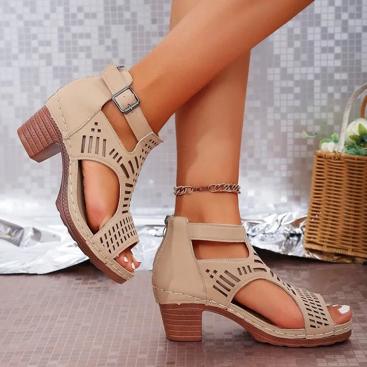 Open Toe Block Heel Sandals