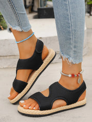 Open toe mesh flat sandals.