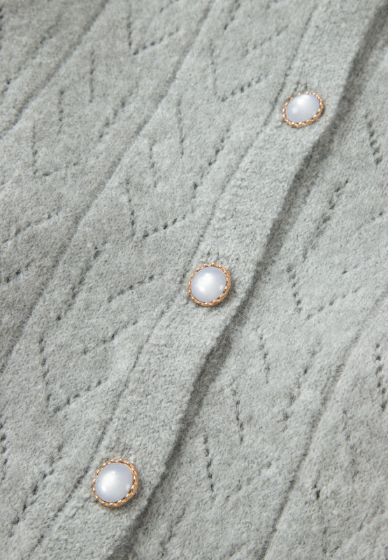 Openwork button down long sleeve cardigan.