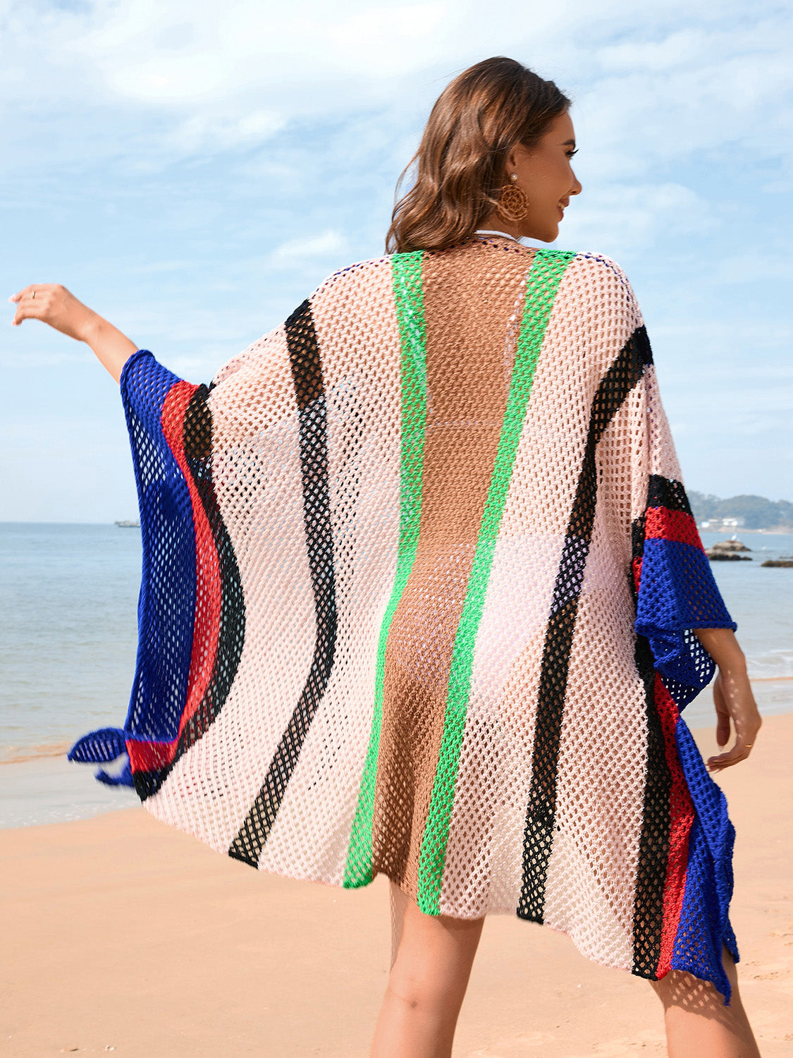 Openwork Color Block Plunge Cover-Up.