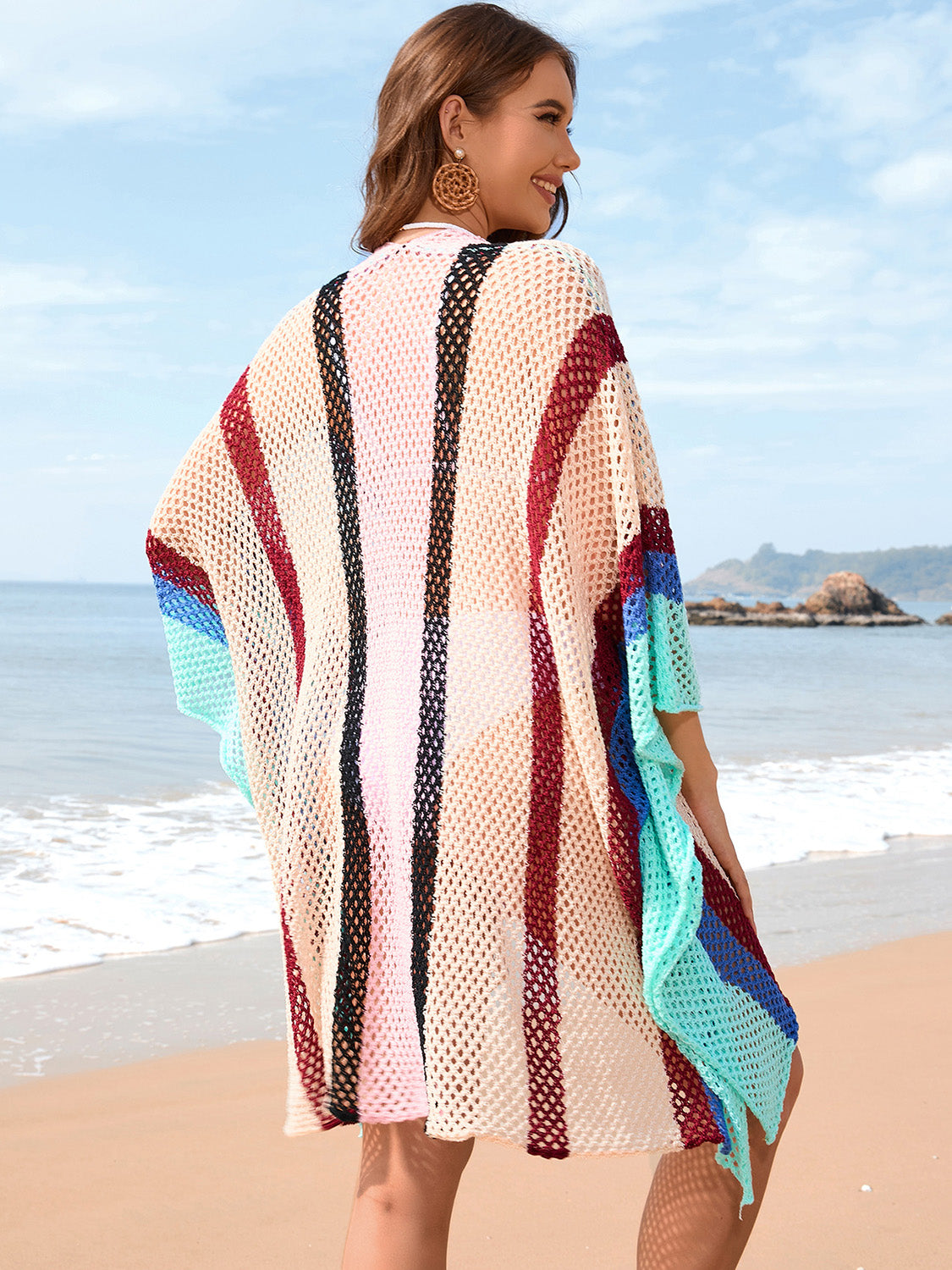 Openwork Color Block Plunge Cover-Up.