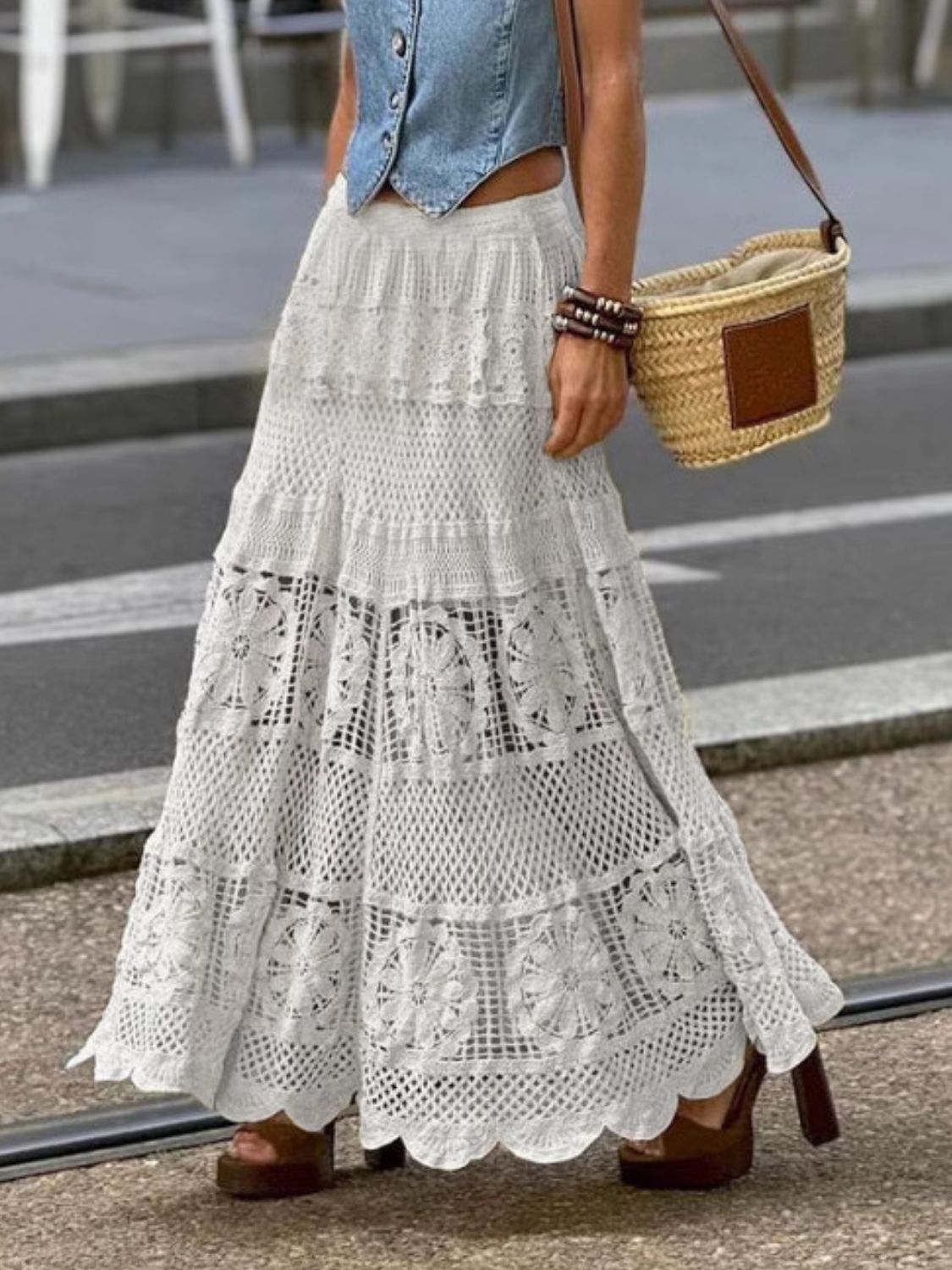 Openwork Crochet Maxi Skirt.