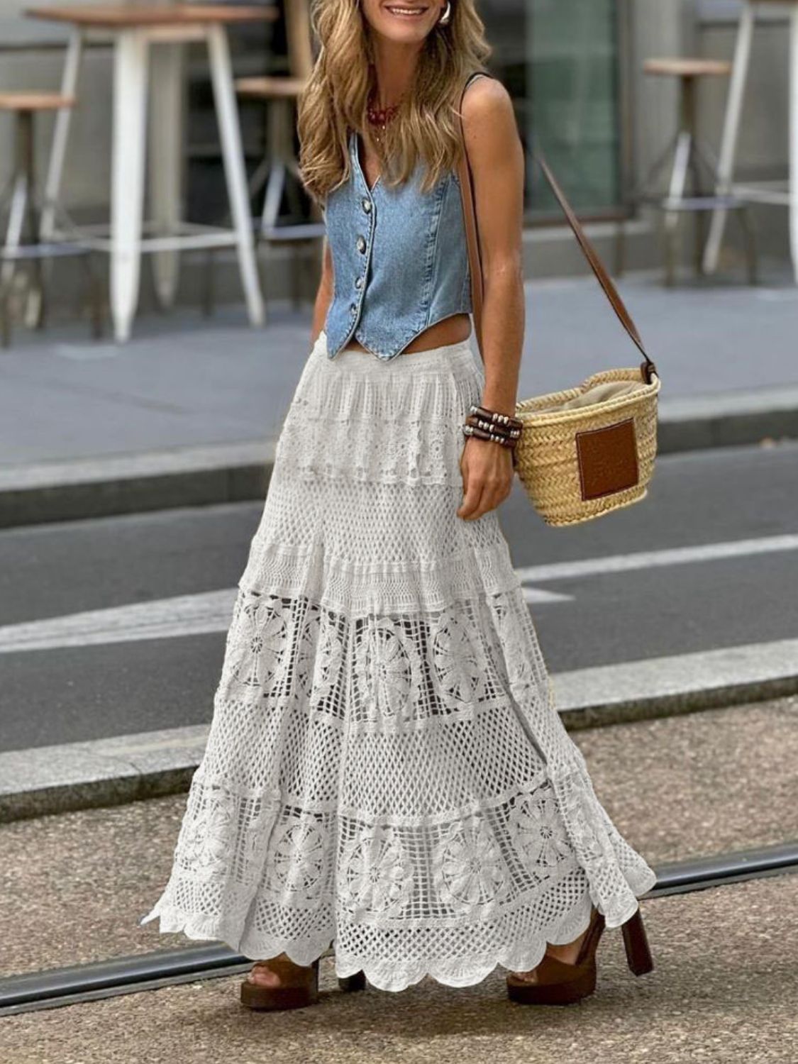 Openwork Crochet Maxi Skirt.