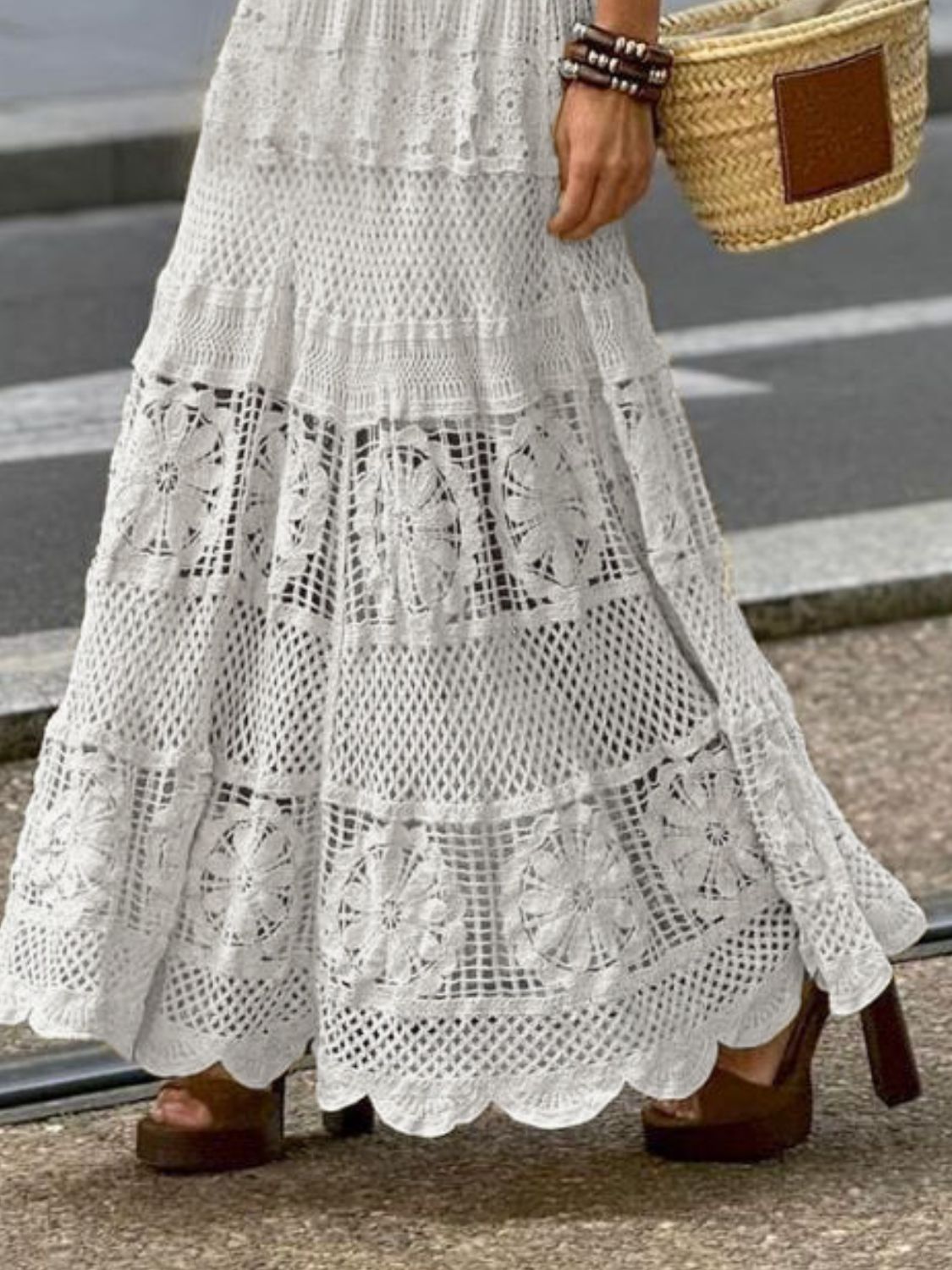 Openwork Crochet Maxi Skirt.
