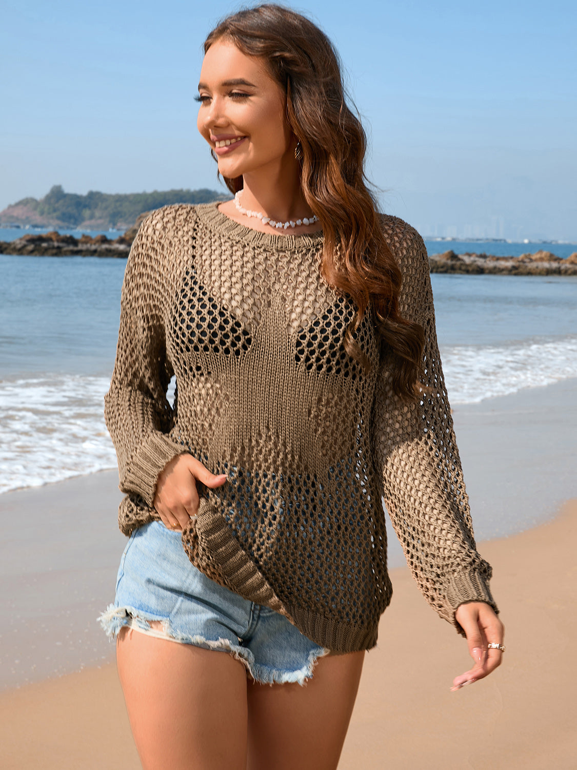 Openwork Dropped Shoulder Cover Up.