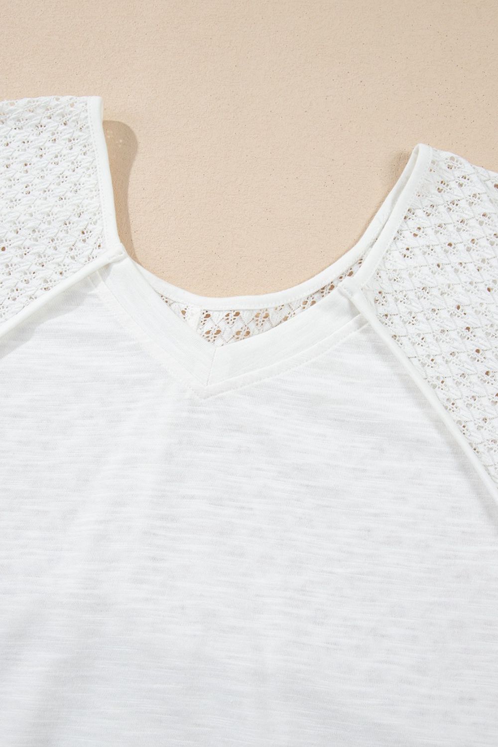 Openwork High Low Hem V Neck Oversized Top.