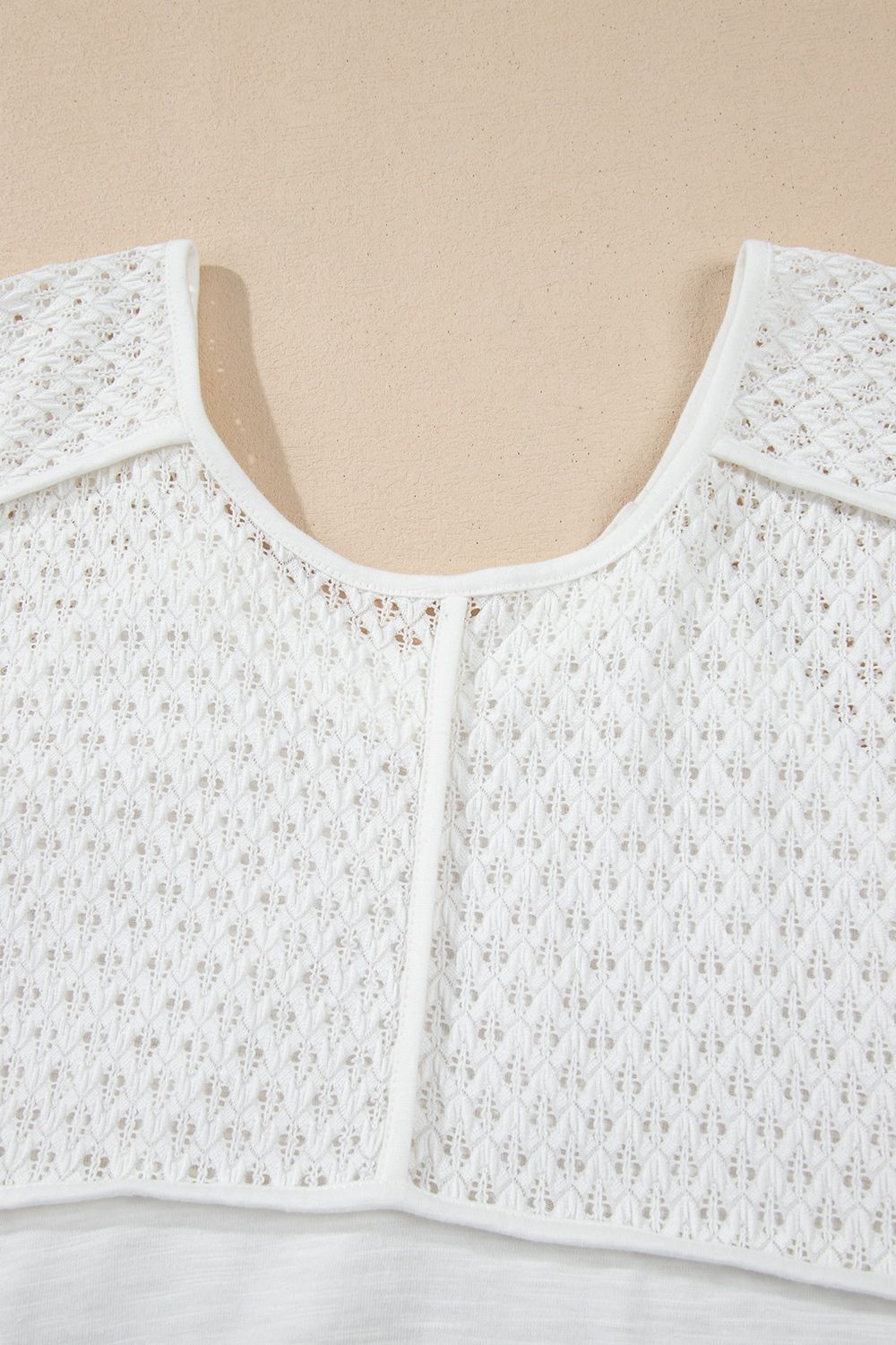 Openwork High Low Hem V Neck Oversized Top.