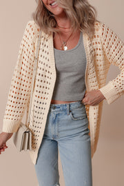 Openwork open front cardigan.