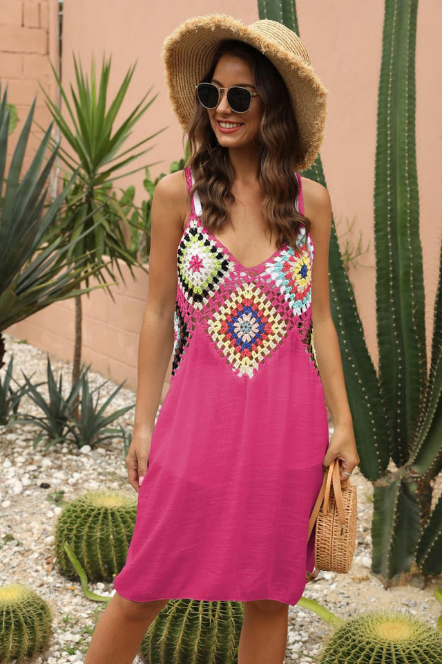 Openwork Sleeveless Embroidery Dress.