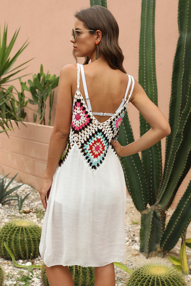 Openwork Sleeveless Embroidery Dress.