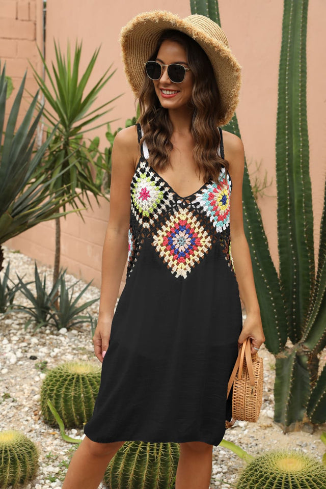 Openwork Sleeveless Embroidery Dress.