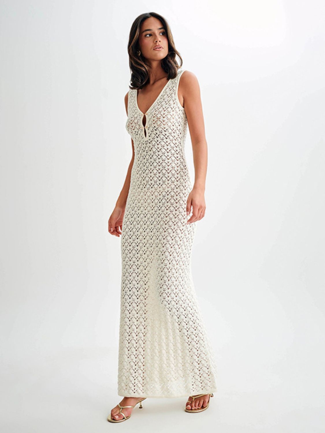 Openwork Sleeveless Maxi Dress.