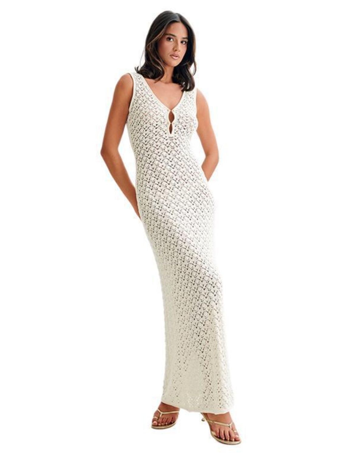 Openwork Sleeveless Maxi Dress.