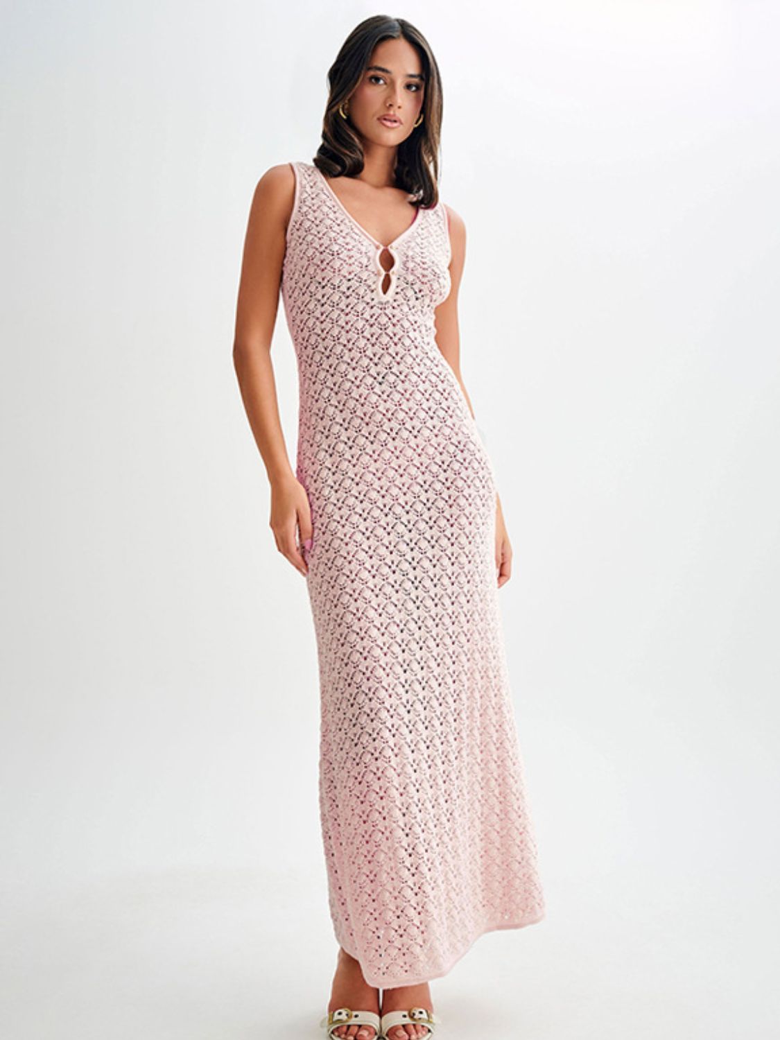 Openwork Sleeveless Maxi Dress.