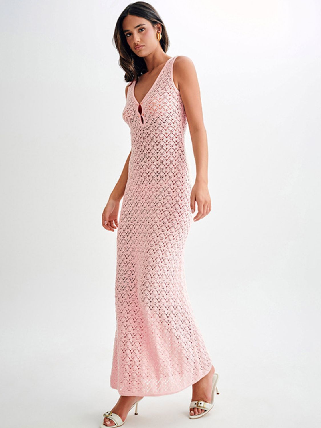 Openwork Sleeveless Maxi Dress.