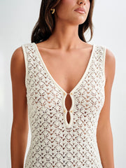 Openwork Sleeveless Maxi Dress.