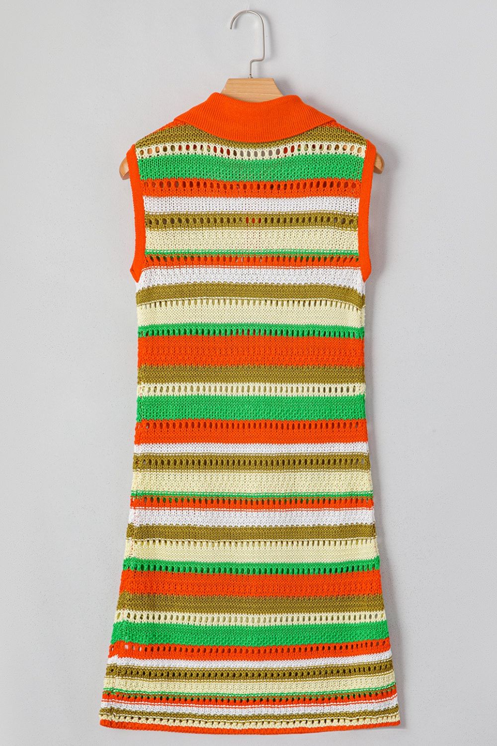 Openwork Stripe Sleeveless Sweater Dress.