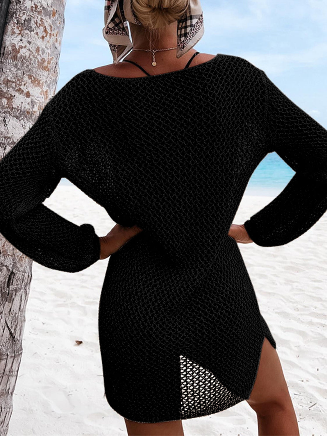 Openwork Tie Neck Cover-Up.