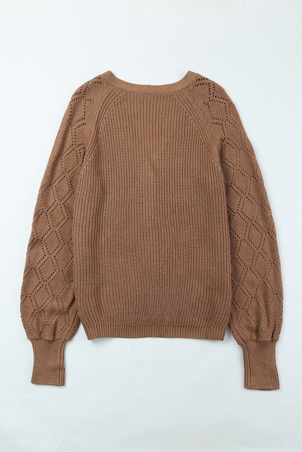 Openwork V-neck button up cardigan.