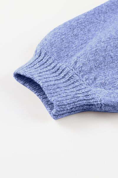 Openwork V-Neck Long Sleeve Sweater.