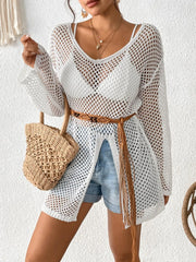 Openwork V-Neck Slit Cover-Up.
