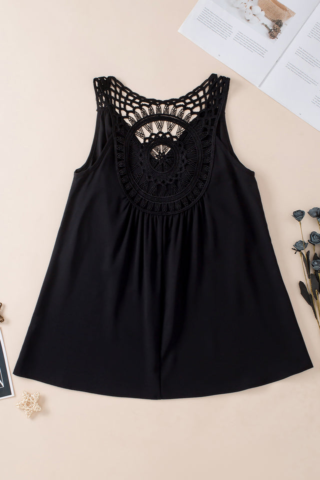 Openwork V-neck tank top.