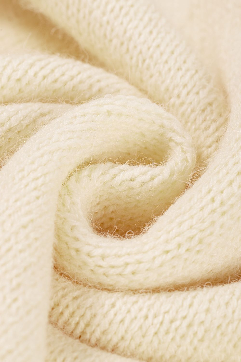 Openwork Wavy Striped Round Neck Sweater with Tied Detail.