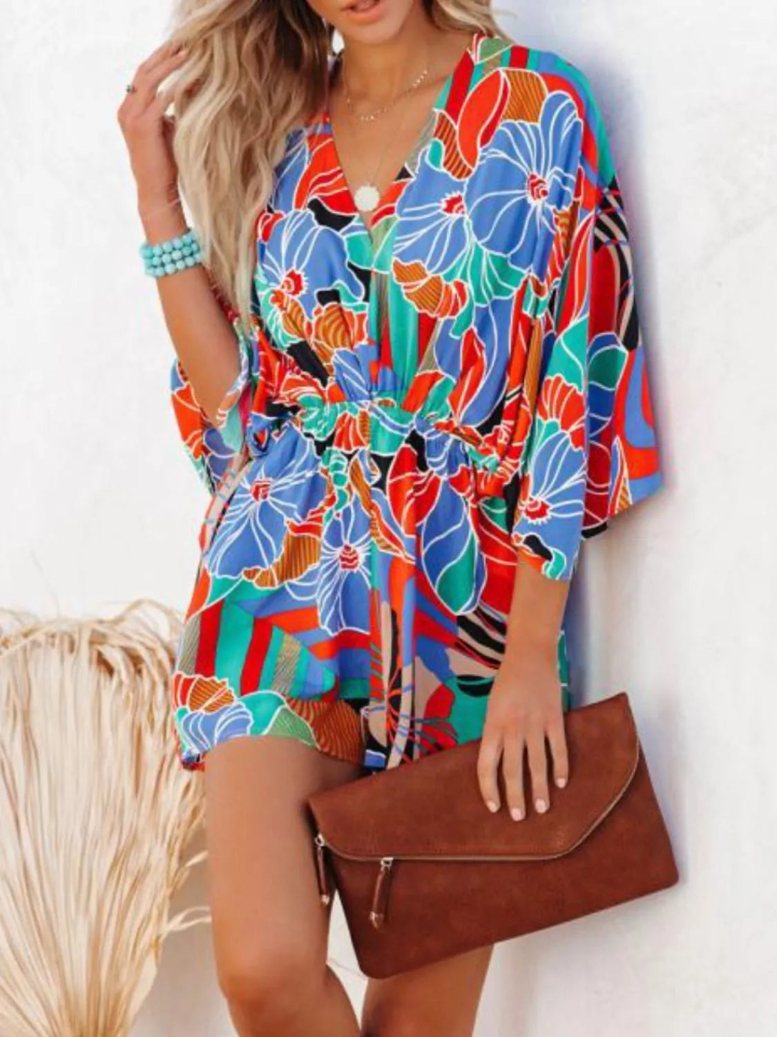 Oversized Tied Back Printed Romper