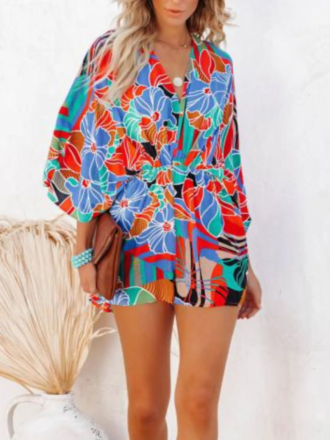 Oversized Tied Back Printed Romper