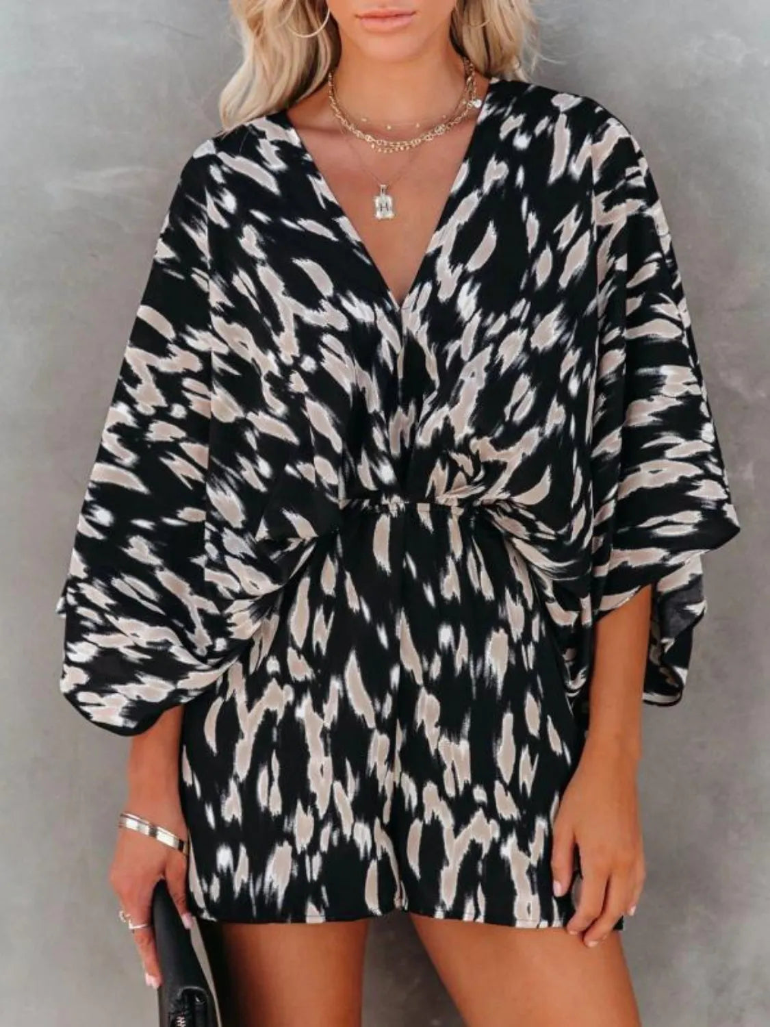 Oversized Tied Back Printed Romper
