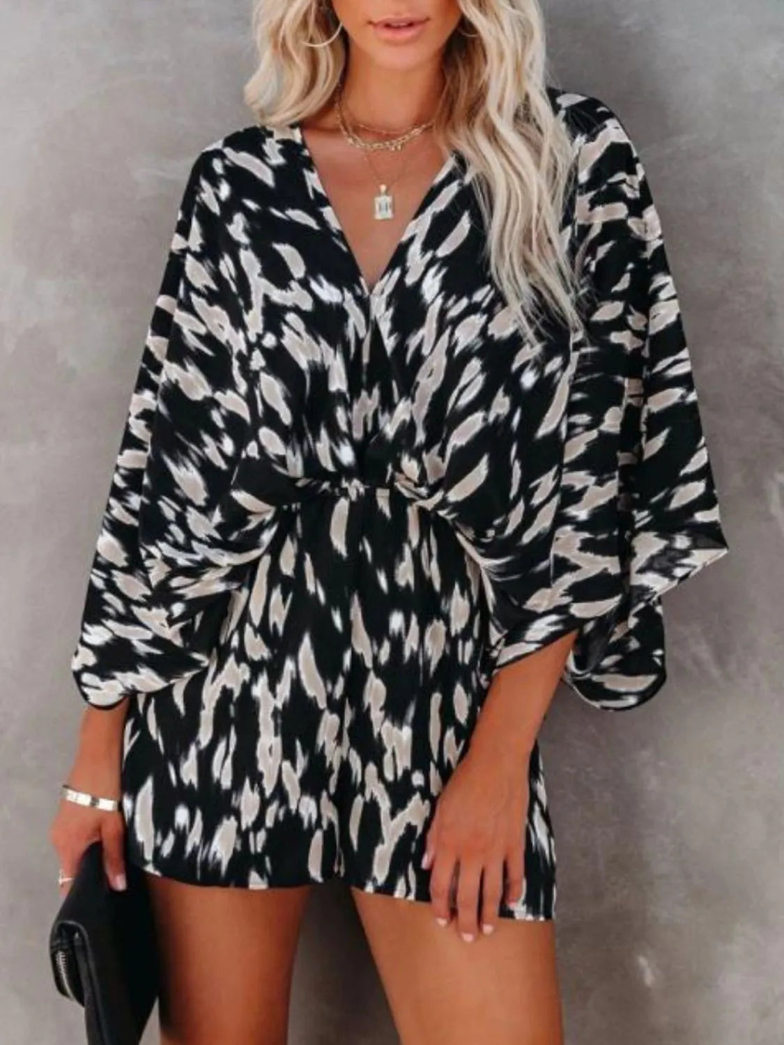 Oversized Tied Back Printed Romper
