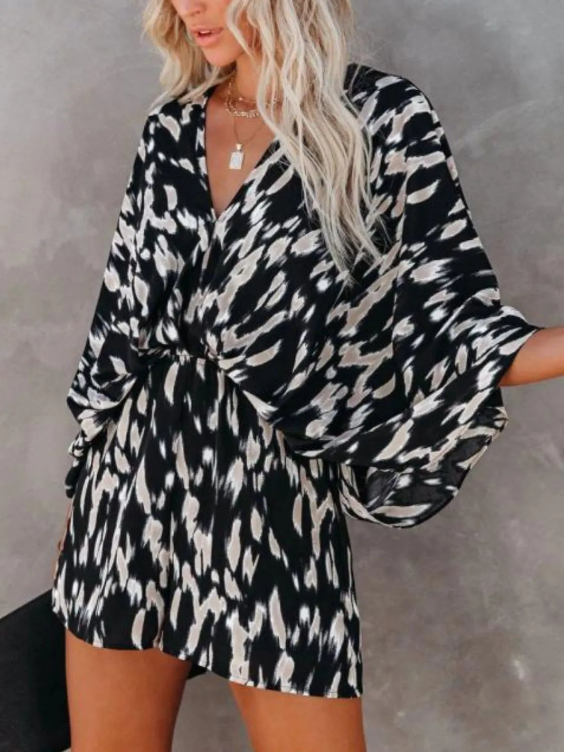 Oversized Tied Back Printed Romper