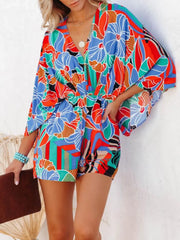 Oversized Tied Back Printed Romper