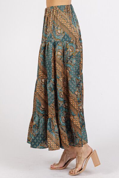 Mittoshop Paisley Patchwork Print Satin Maxi Skirt.
