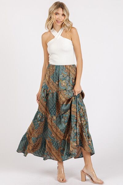 Mittoshop Paisley Patchwork Print Satin Maxi Skirt.